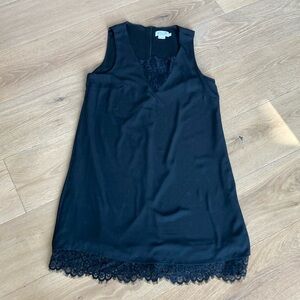 Lace Trimmed Little Black Shift Dress